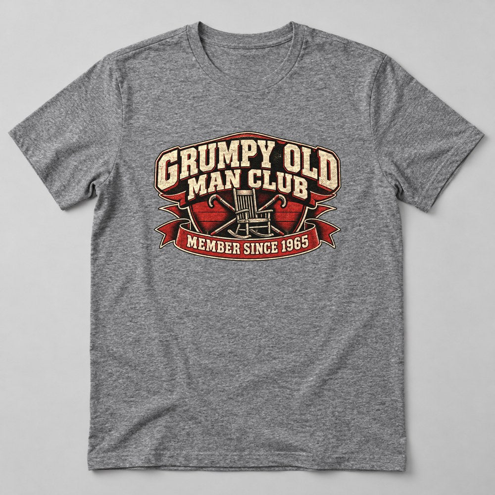 Grumpy Old Man Club Member Since 1965 T-Shirt in Heather Grey