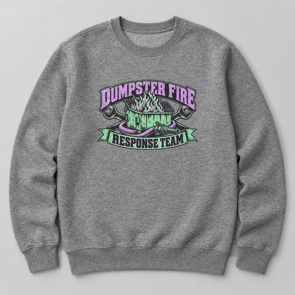 Dumpster Fire Response Team Sweatshirt in Heather Grey