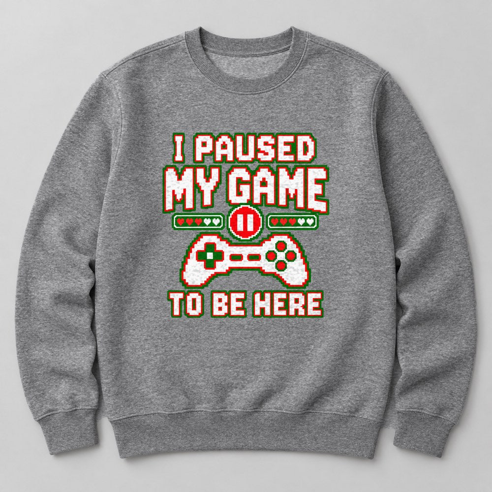 I Paused my Game to Be Here Sweatshirt in Heather Grey