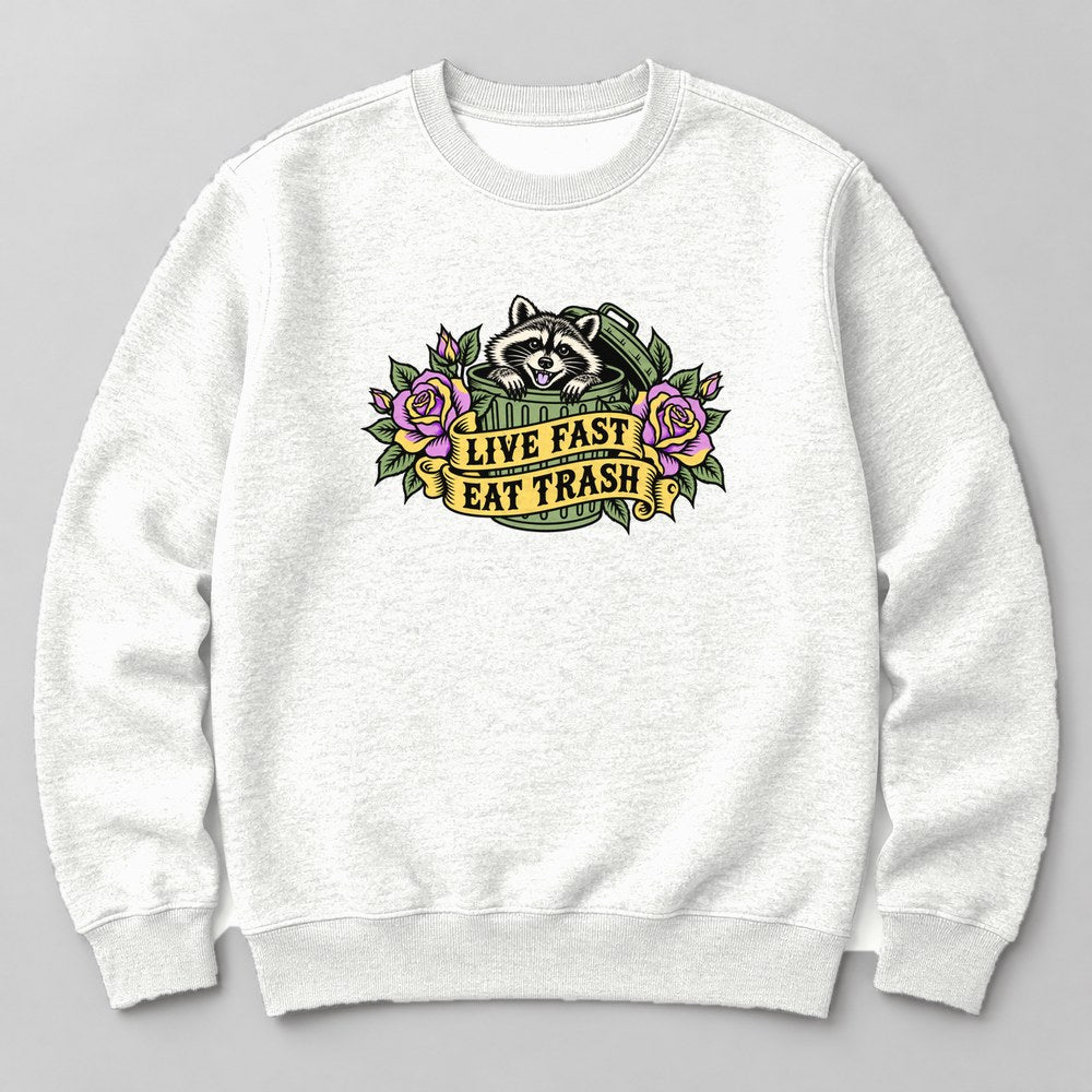 Live Fast Eat Trash Sweatshirt in White
