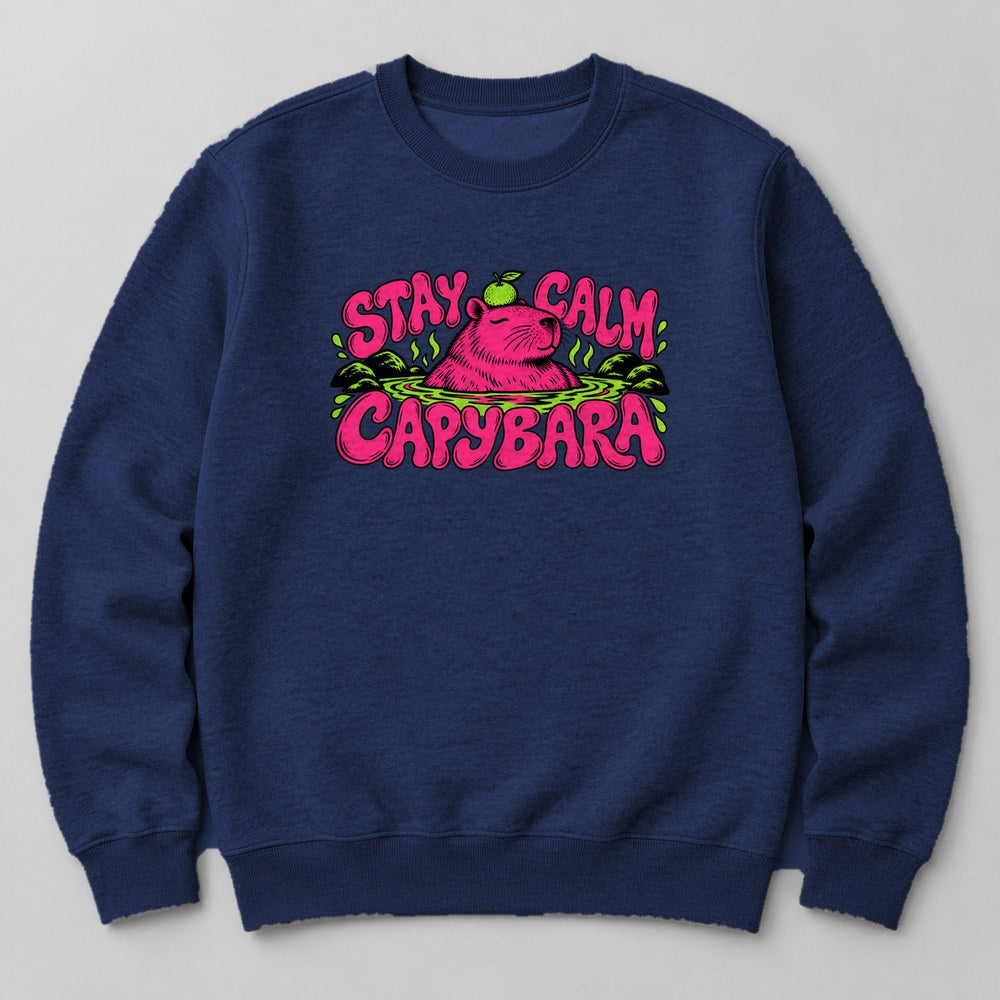 Stay Calm Capybara Sweatshirt in Navy