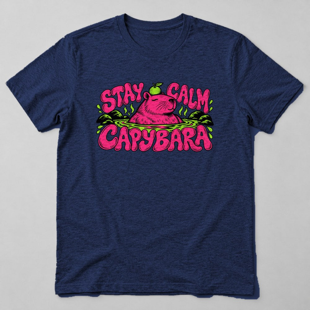 Stay Calm Capybara T-Shirt in Navy