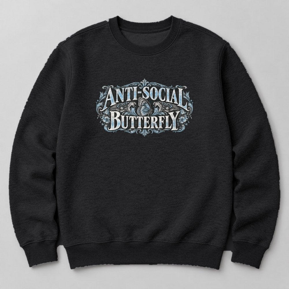 Anti-social Butterfly Sweatshirt in Black