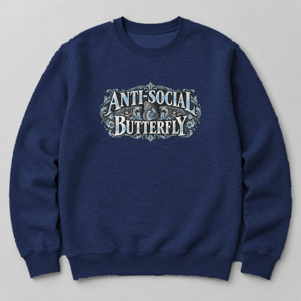 Anti-social Butterfly Sweatshirt in Navy