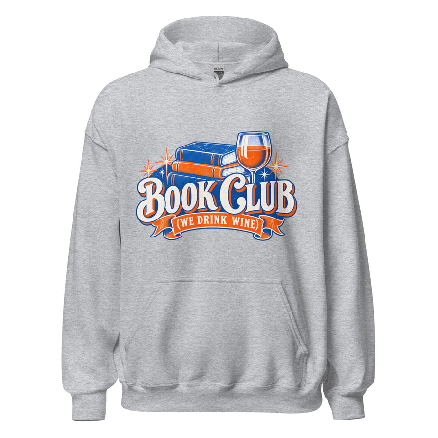 Book Club (We Drink Wine) Hoodie in Sport Grey — official front print preview