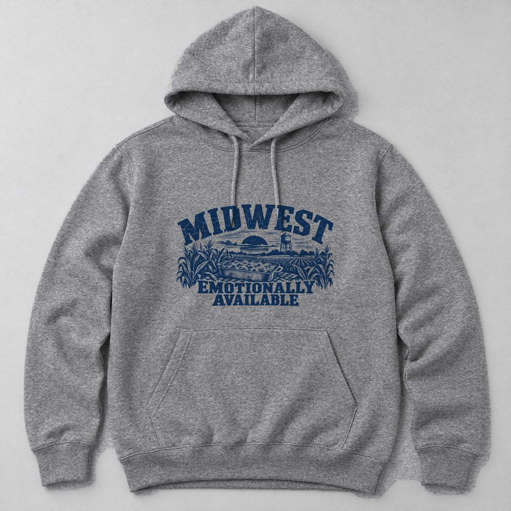 Midwest Emotionally Available Hoodie in Heather Grey