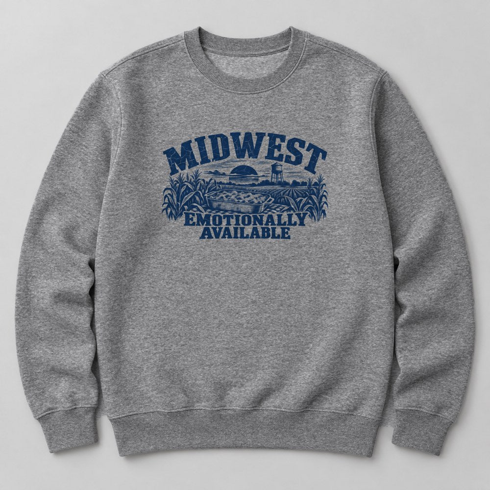 Midwest Emotionally Available Sweatshirt in Heather Grey