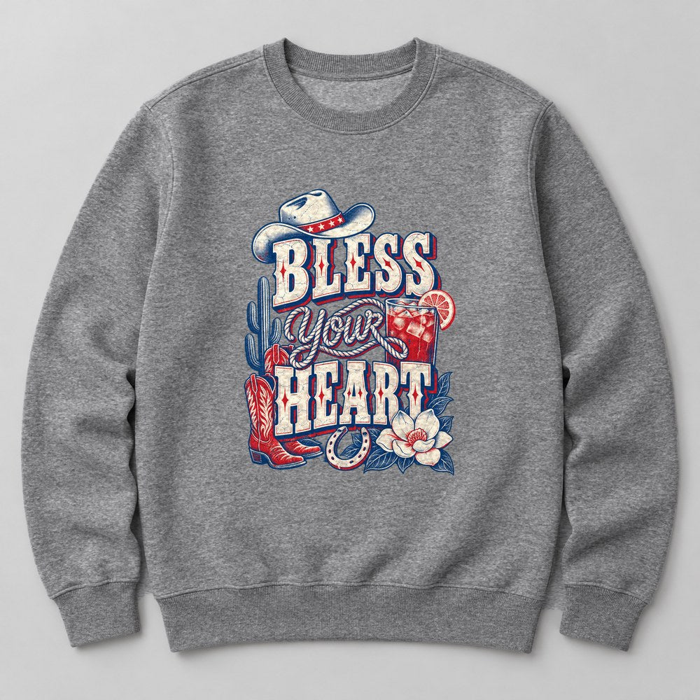 Bless Your Heart Sweatshirt in Heather Grey