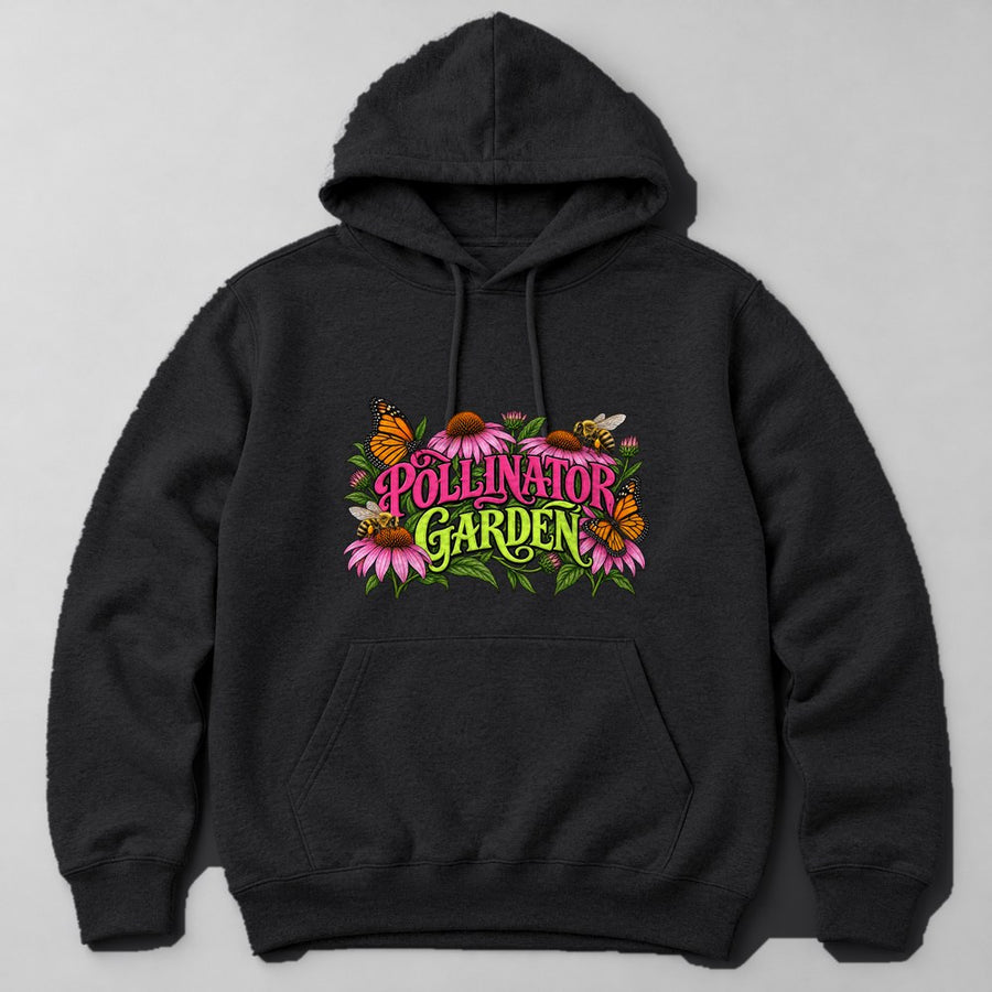 Pollinator Garden Hoodie in Black