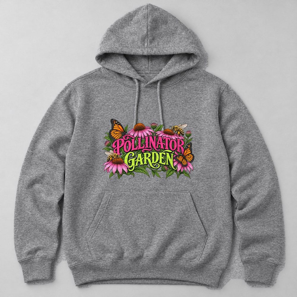 Pollinator Garden Hoodie in Heather Grey