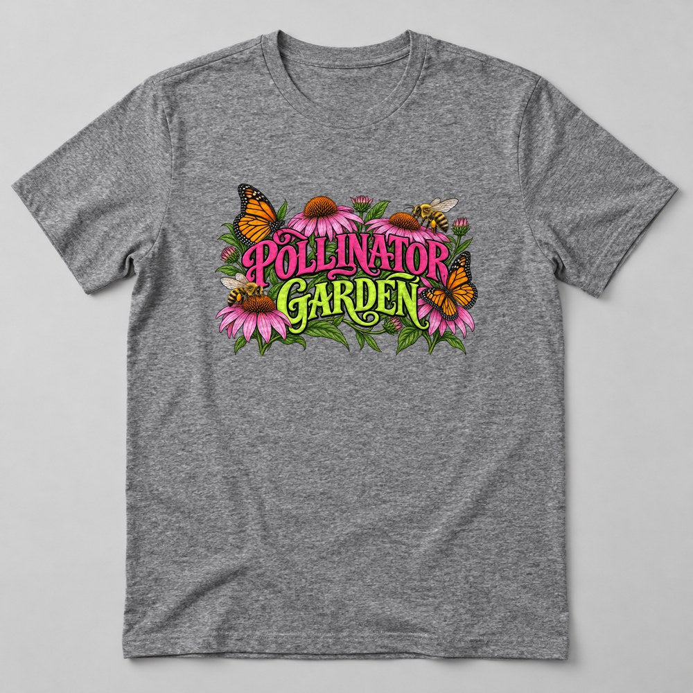 Pollinator Garden T-Shirt in Heather Grey