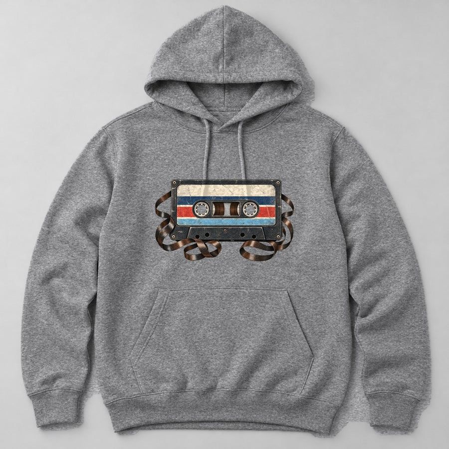Cassette Tape Hoodie in Heather Grey