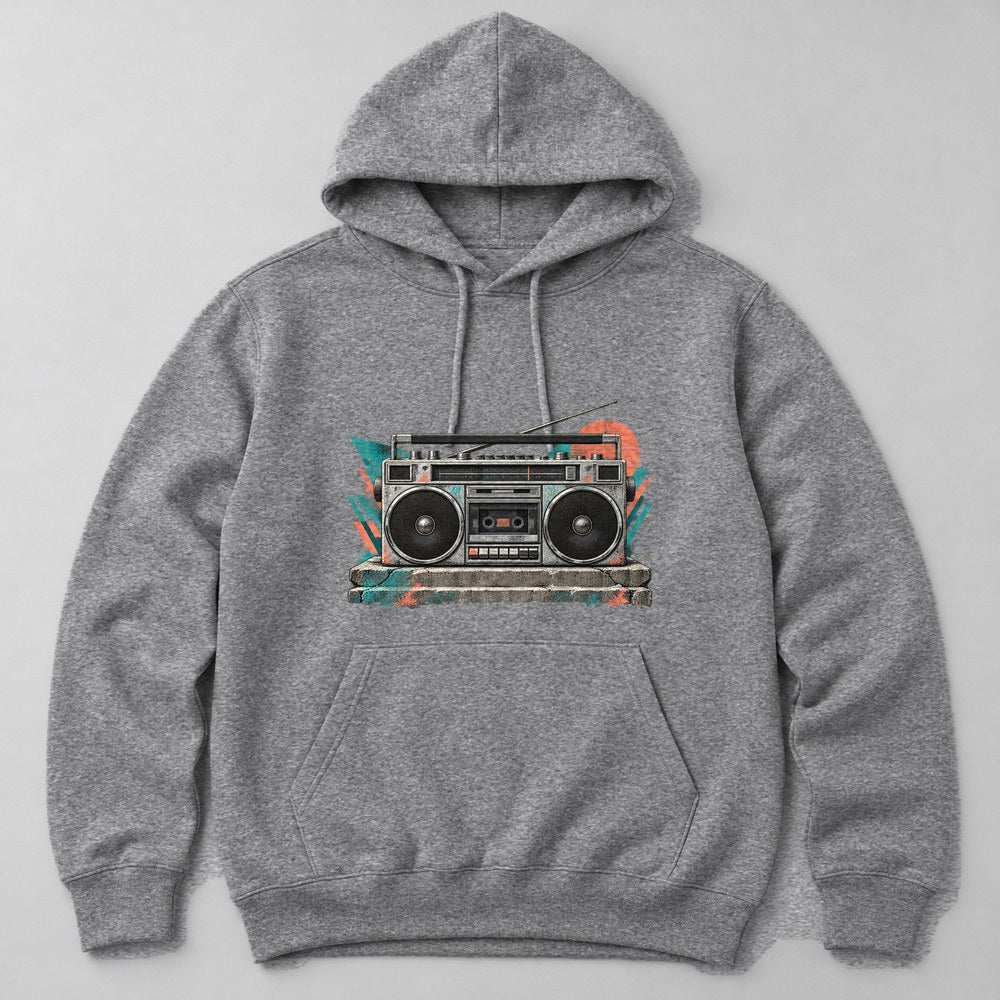 Boombox Hoodie in Heather Grey