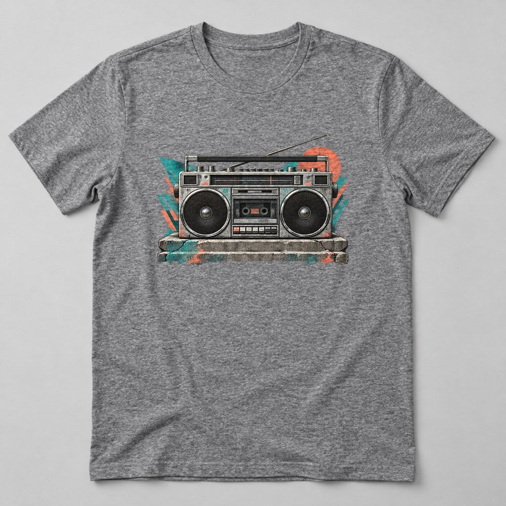 Boombox T-Shirt in Heather Grey