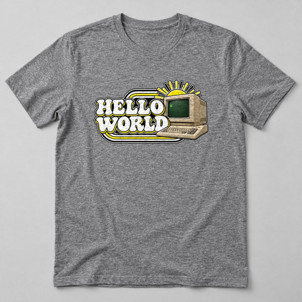 Hello World T-Shirt in Heather Grey