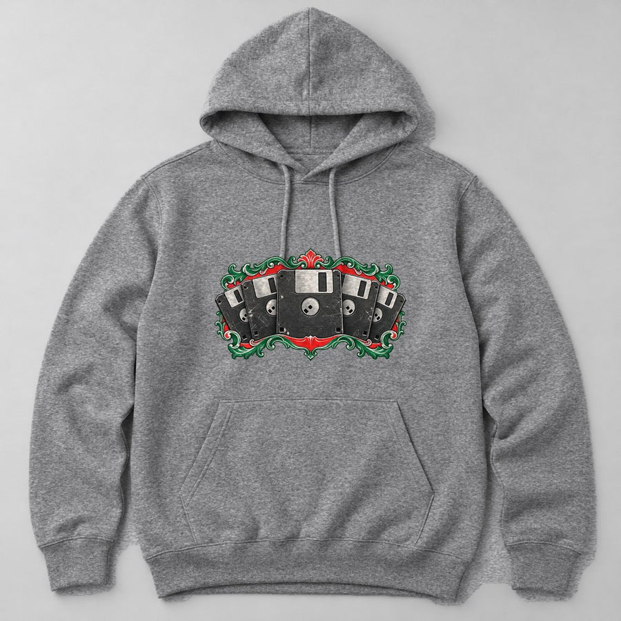 Floppy Disks Hoodie in Heather Grey