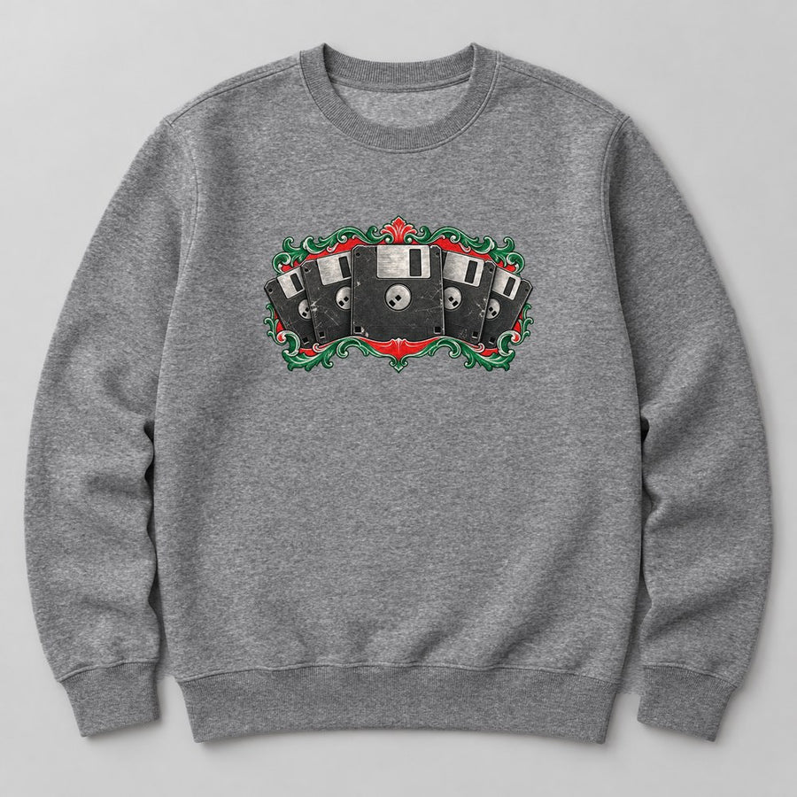 Floppy Disks Sweatshirt in Heather Grey