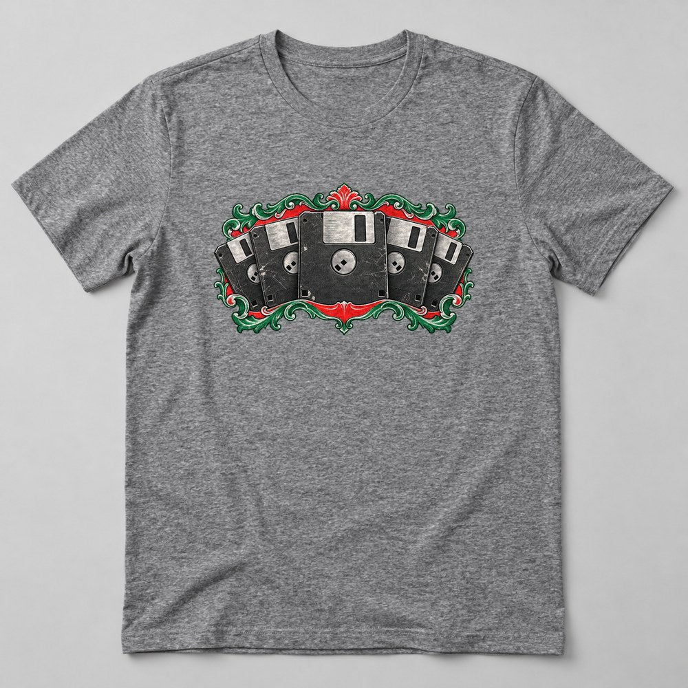 Floppy Disks T-Shirt in Heather Grey