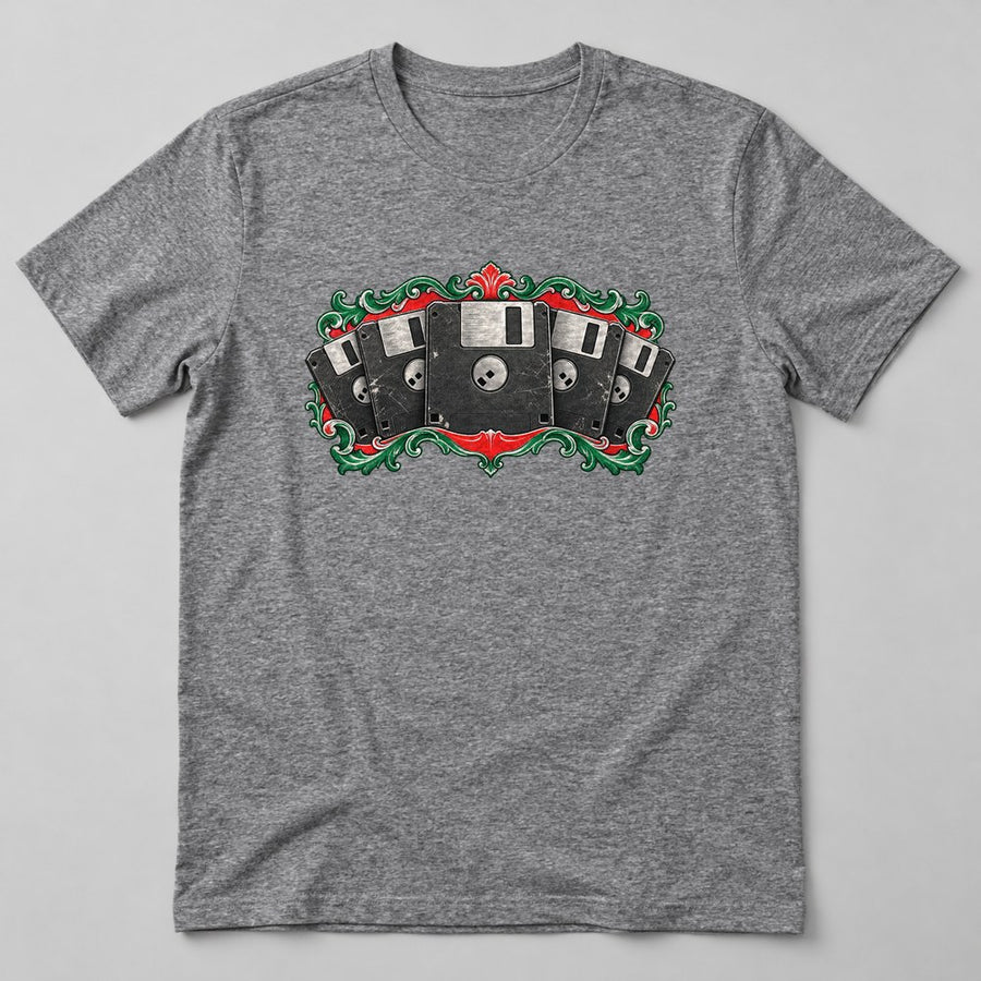 Floppy Disks T-Shirt in Heather Grey