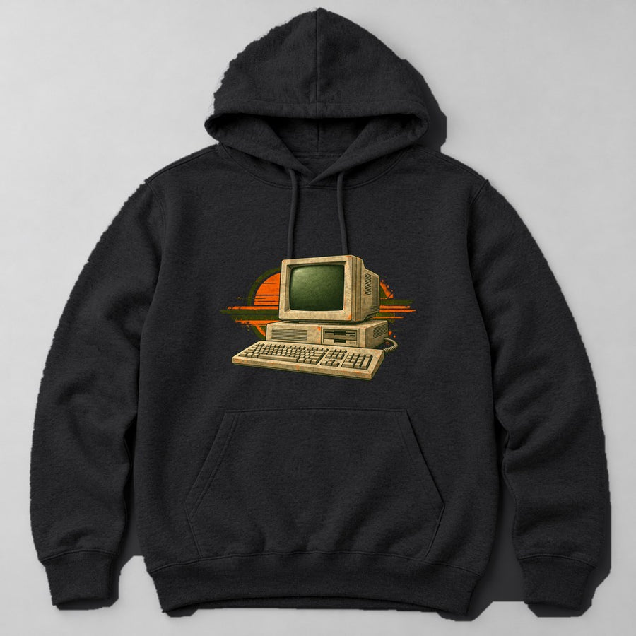 Retro Computer Hoodie in Black
