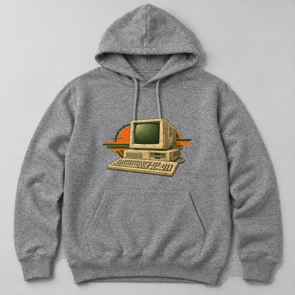 Retro Computer Hoodie in Heather Grey