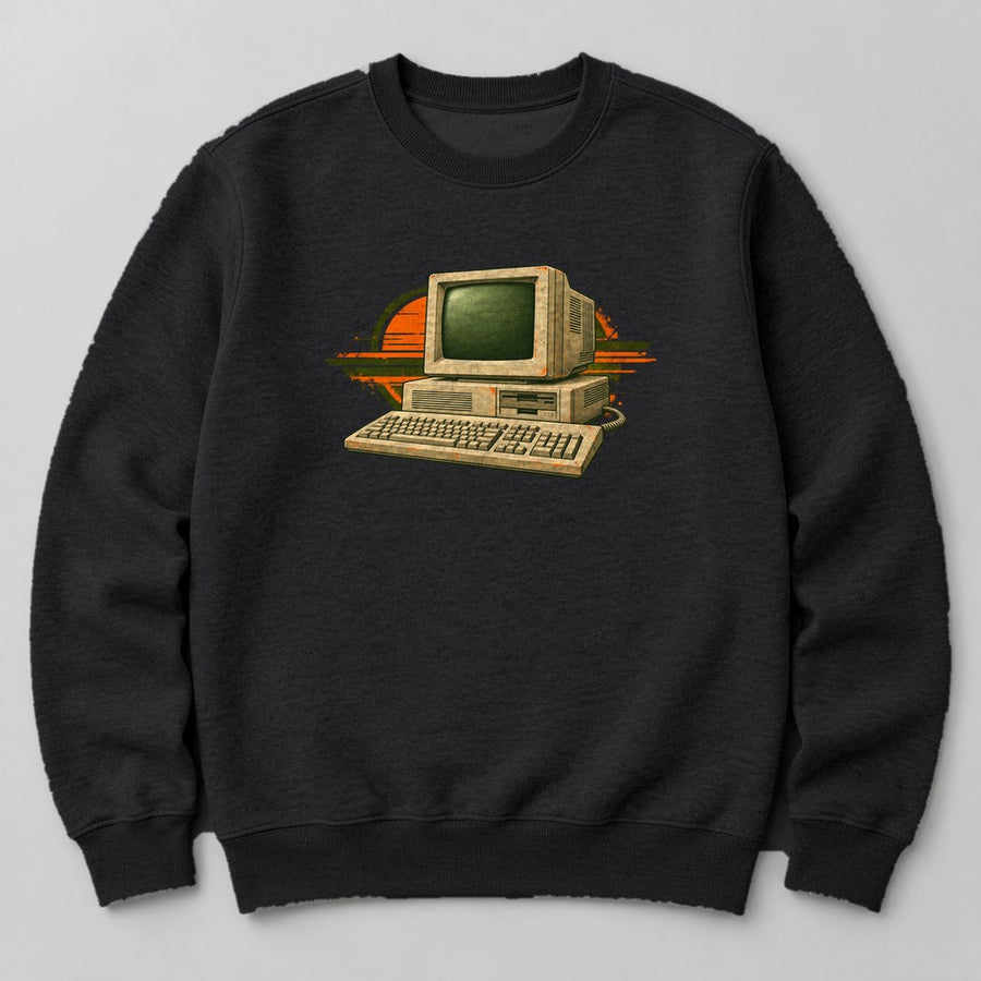 Retro Computer Sweatshirt in Black