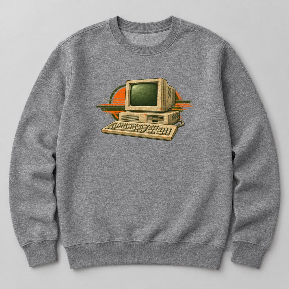 Retro Computer Sweatshirt in Heather Grey