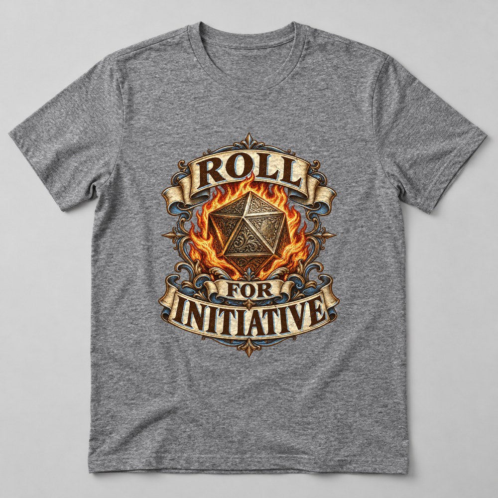 Roll for Initiative T-Shirt in Heather Grey
