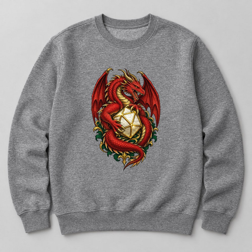 D20 Dragon Sweatshirt in Heather Grey