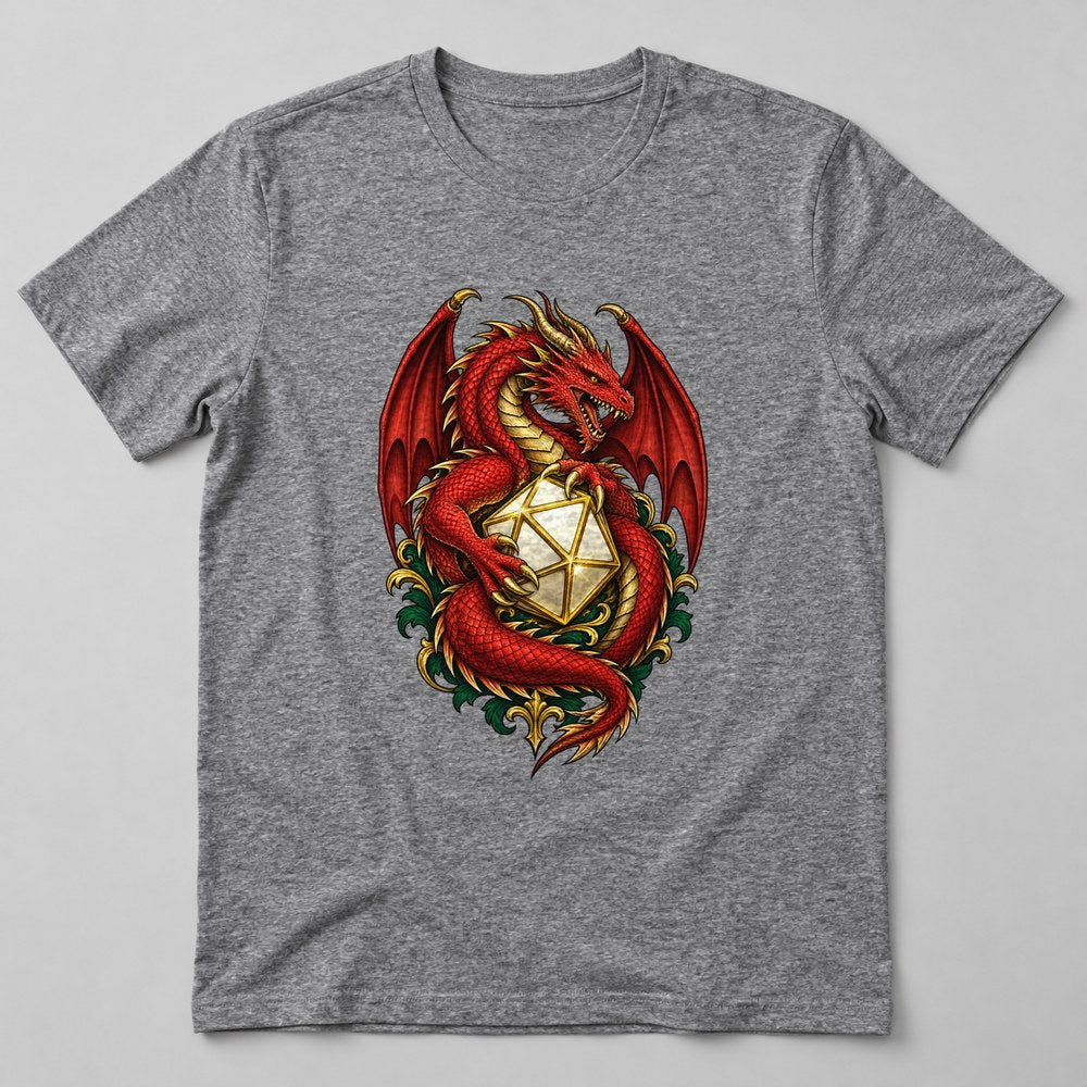 D20 Dragon T-Shirt in Heather Grey