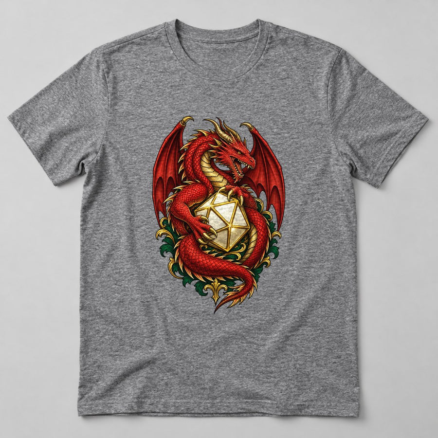 D20 Dragon T-Shirt in Heather Grey