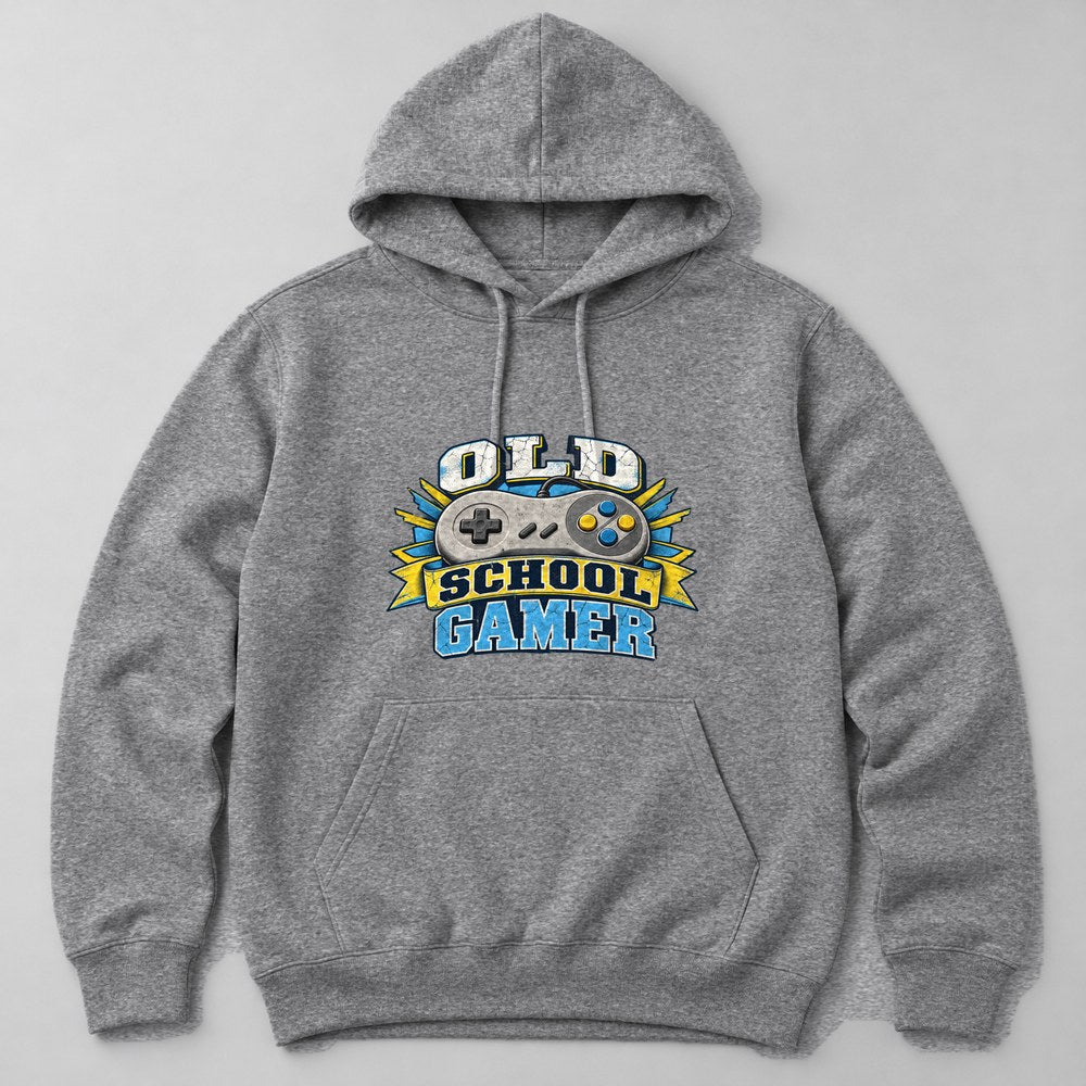 Old School Gamer Hoodie in Heather Grey