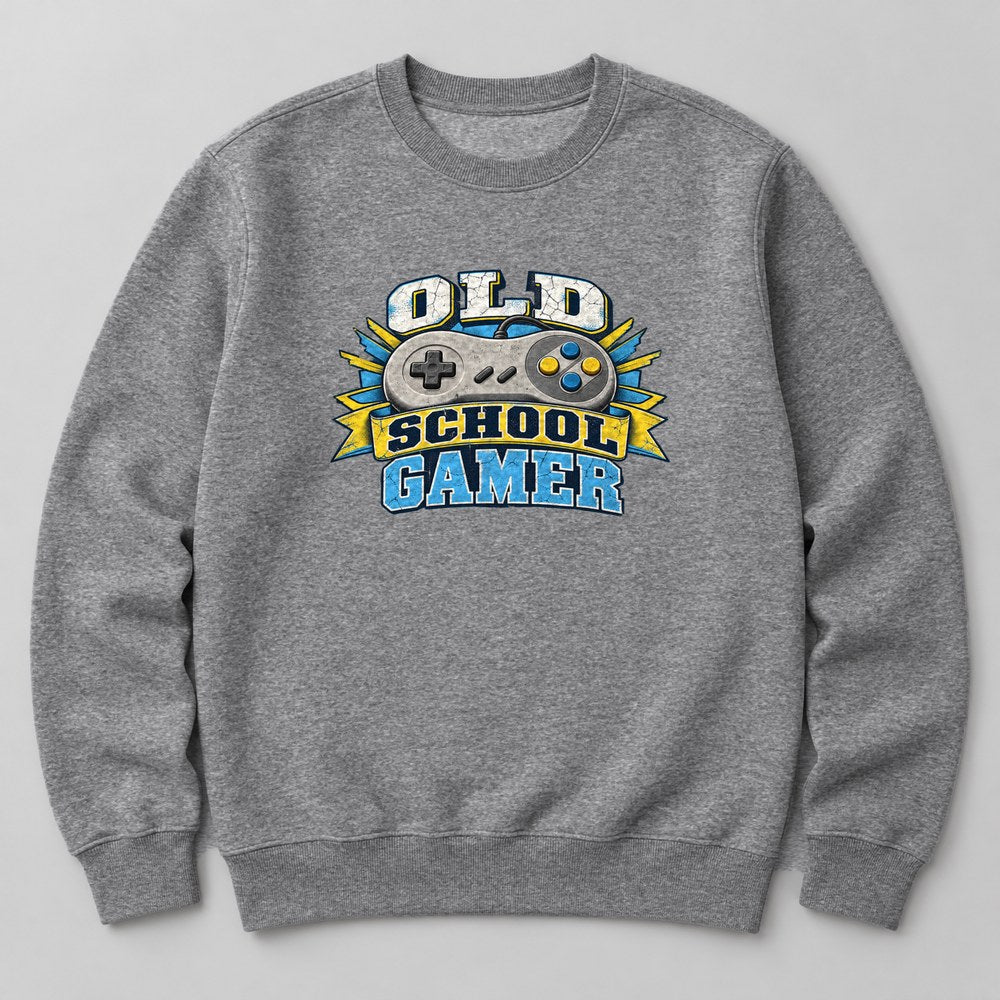 Old School Gamer Sweatshirt in Heather Grey