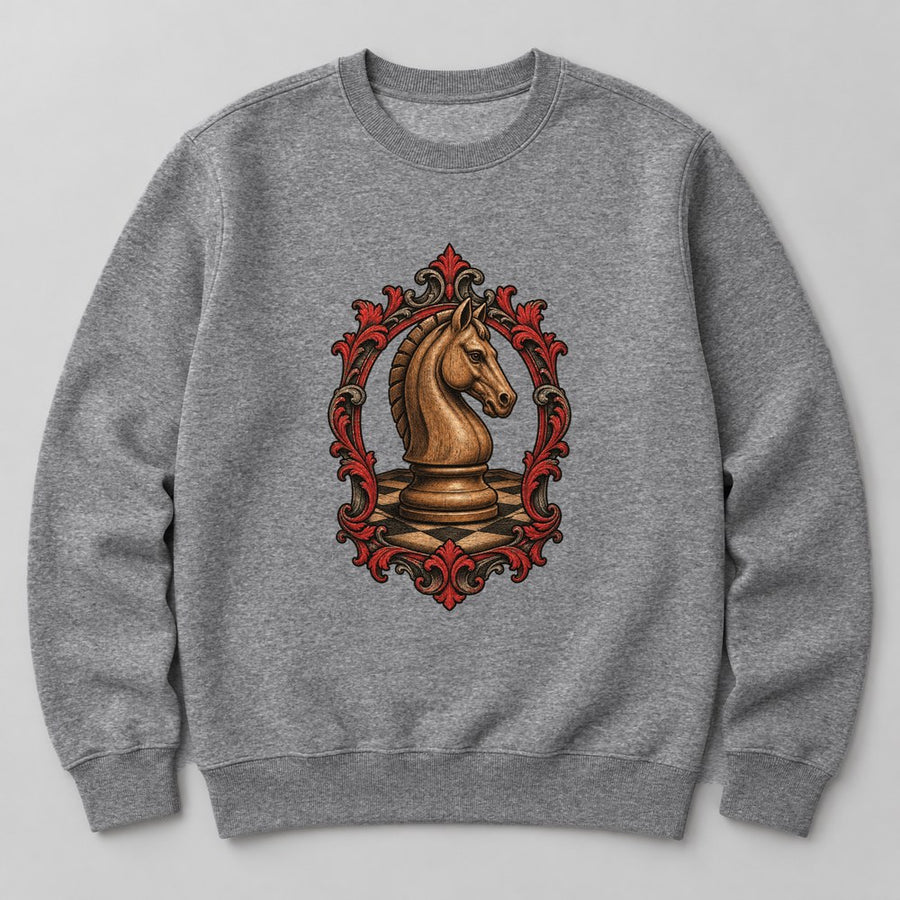 Chess Knight Sweatshirt in Heather Grey