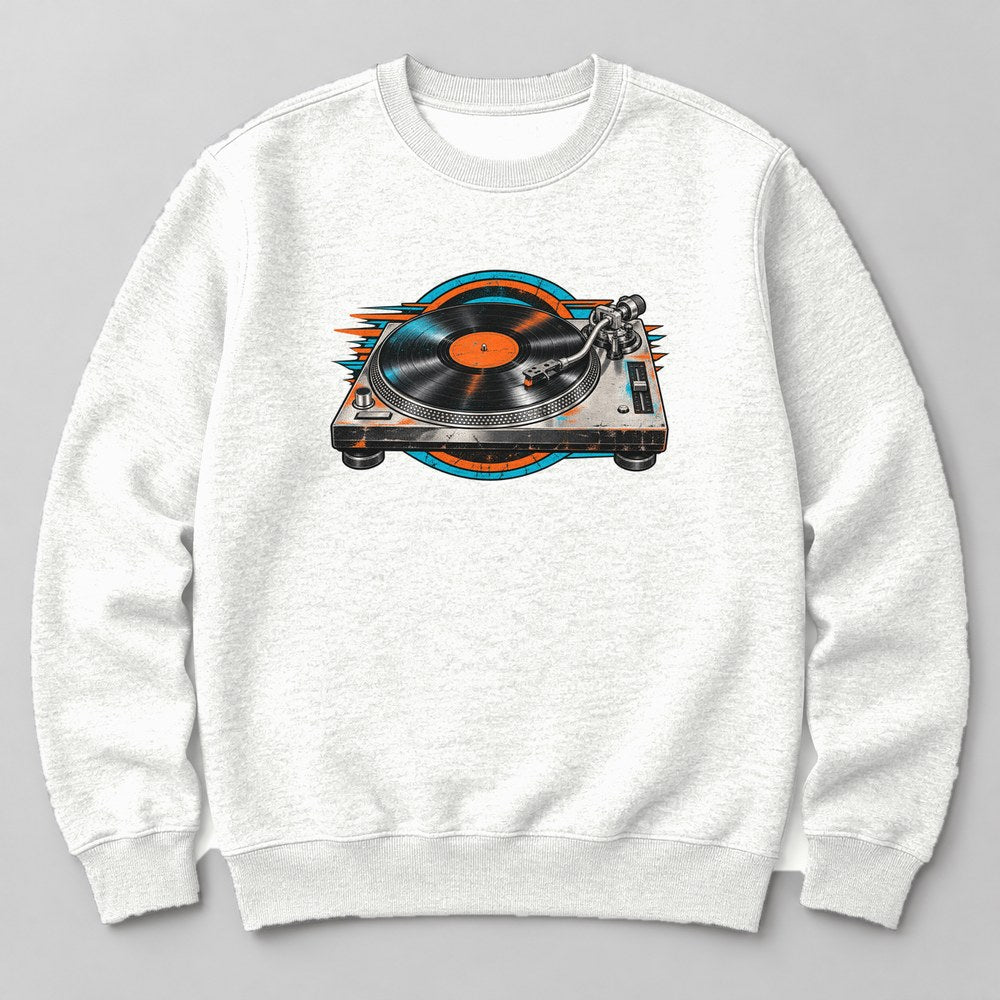 Vinyl Turntable Sweatshirt in White