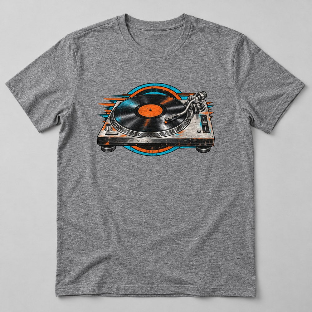 Vinyl Turntable T-Shirt in Heather Grey