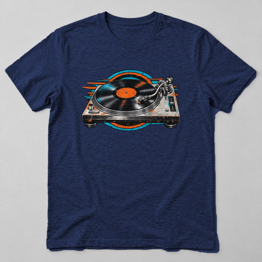 Vinyl Turntable T-Shirt in Navy