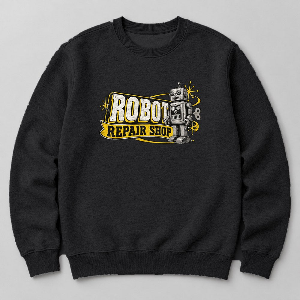 Robot Repair Shop Sweatshirt in Black