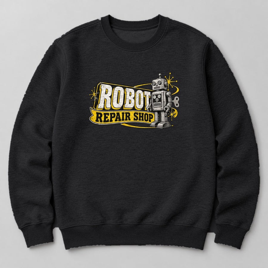 Robot Repair Shop Sweatshirt in Black