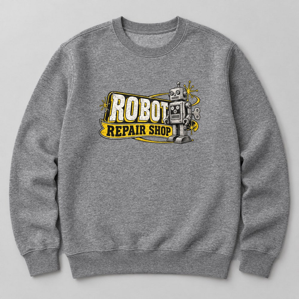 Robot Repair Shop Sweatshirt in Heather Grey