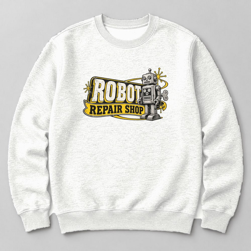 Robot Repair Shop Sweatshirt in White