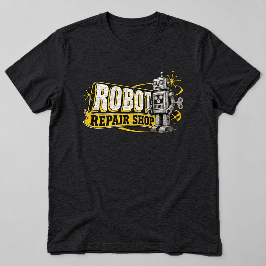 Robot Repair Shop T-Shirt in Black