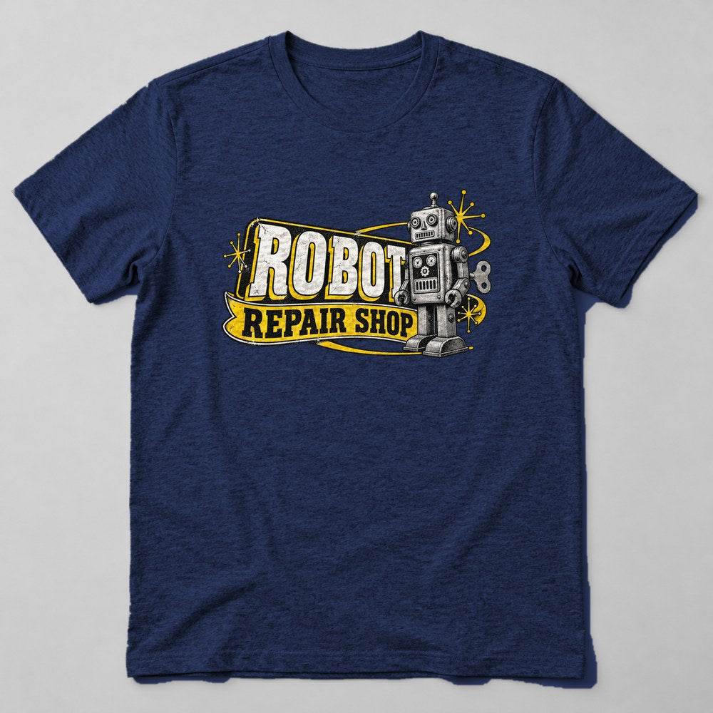 Robot Repair Shop T-Shirt in Navy