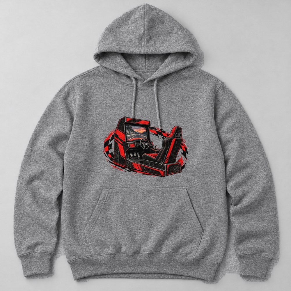 Retro Racing Arcade Hoodie in Heather Grey