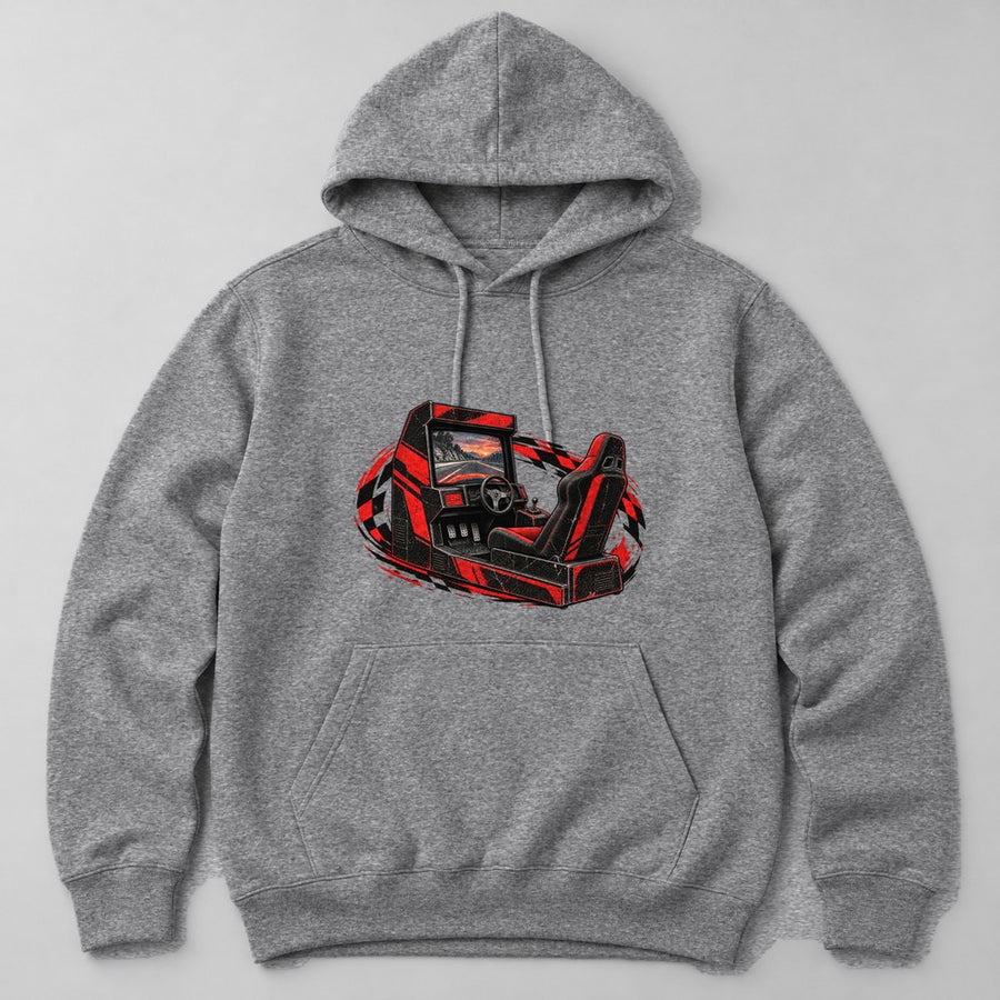 Retro Racing Arcade Hoodie in Heather Grey