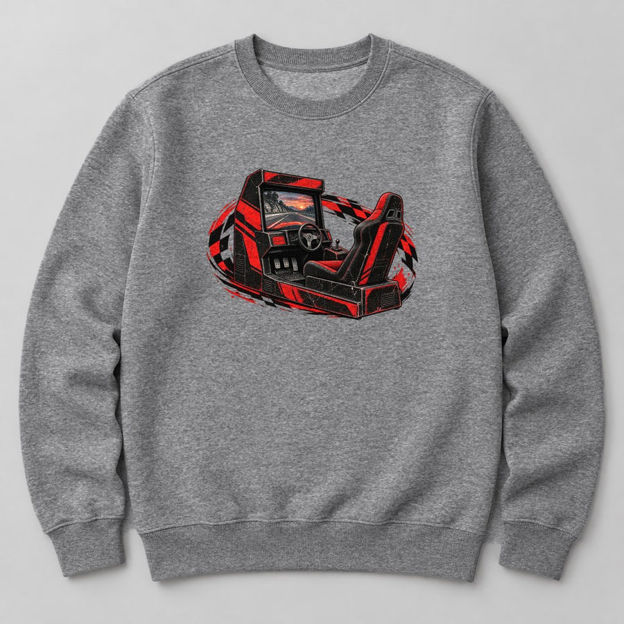 Retro Racing Arcade Sweatshirt in Heather Grey