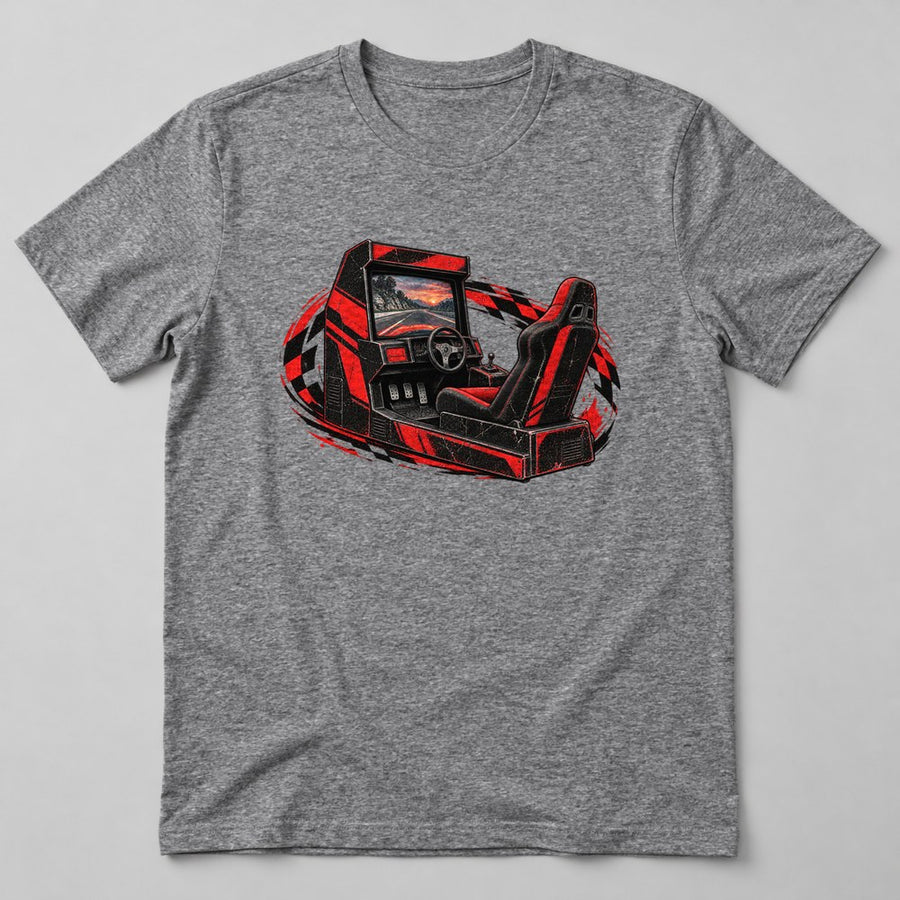 Retro Racing Arcade T-Shirt in Heather Grey