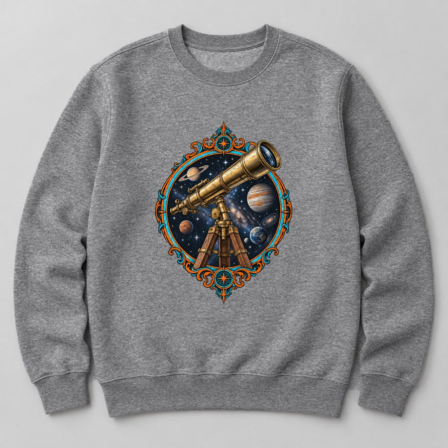 Telescope Stars Sweatshirt in Heather Grey