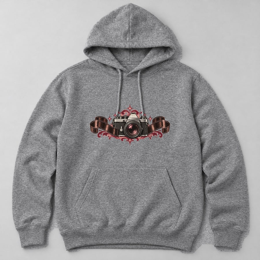 Camera Film Roll Hoodie in Heather Grey