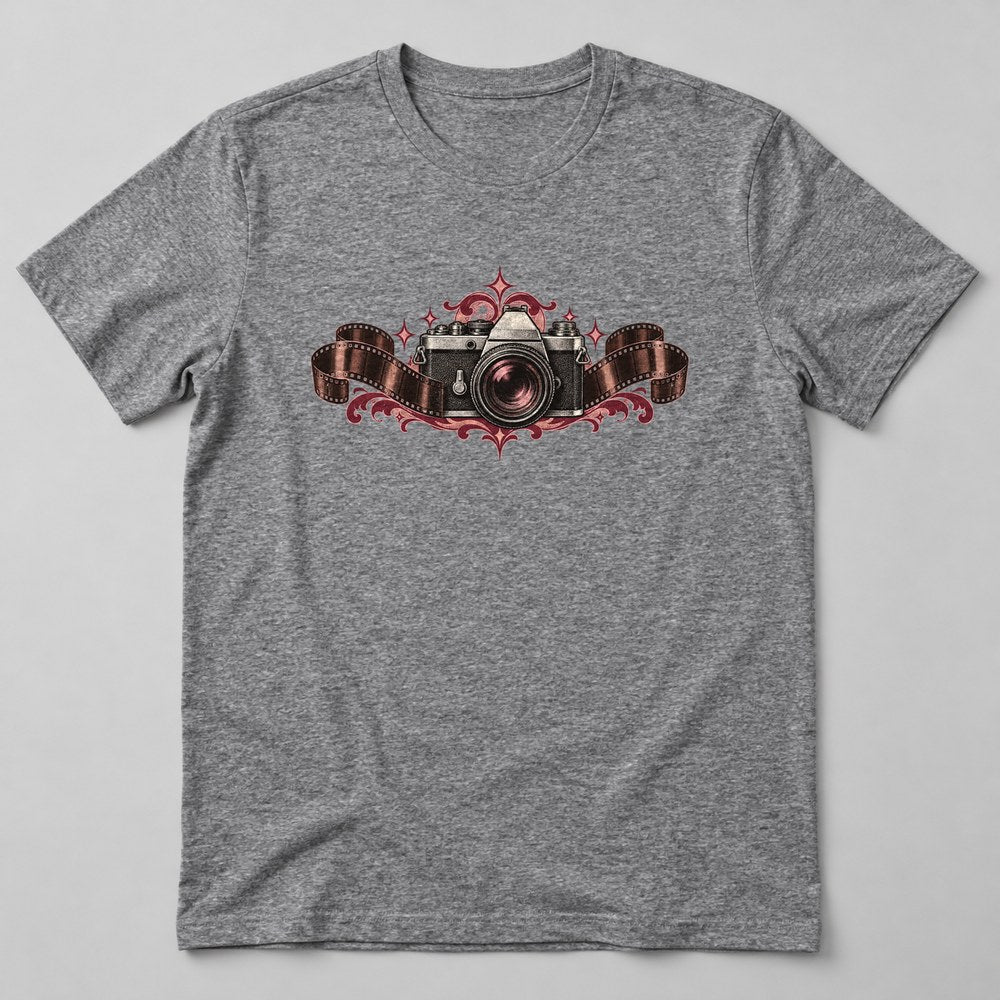 Camera Film Roll T-Shirt in Heather Grey